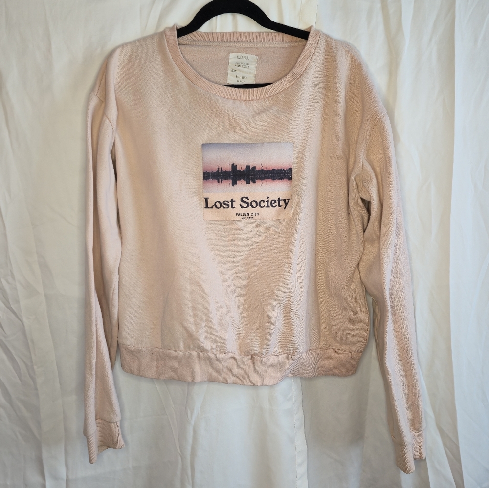 Cotton On Pink Crew Neck Sweater with Graphic Design